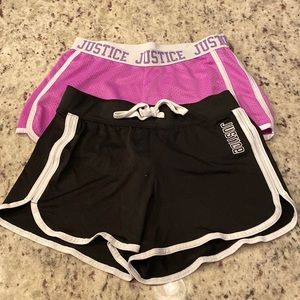 Lot (2 pair) Girls Justice Athletic Shorts